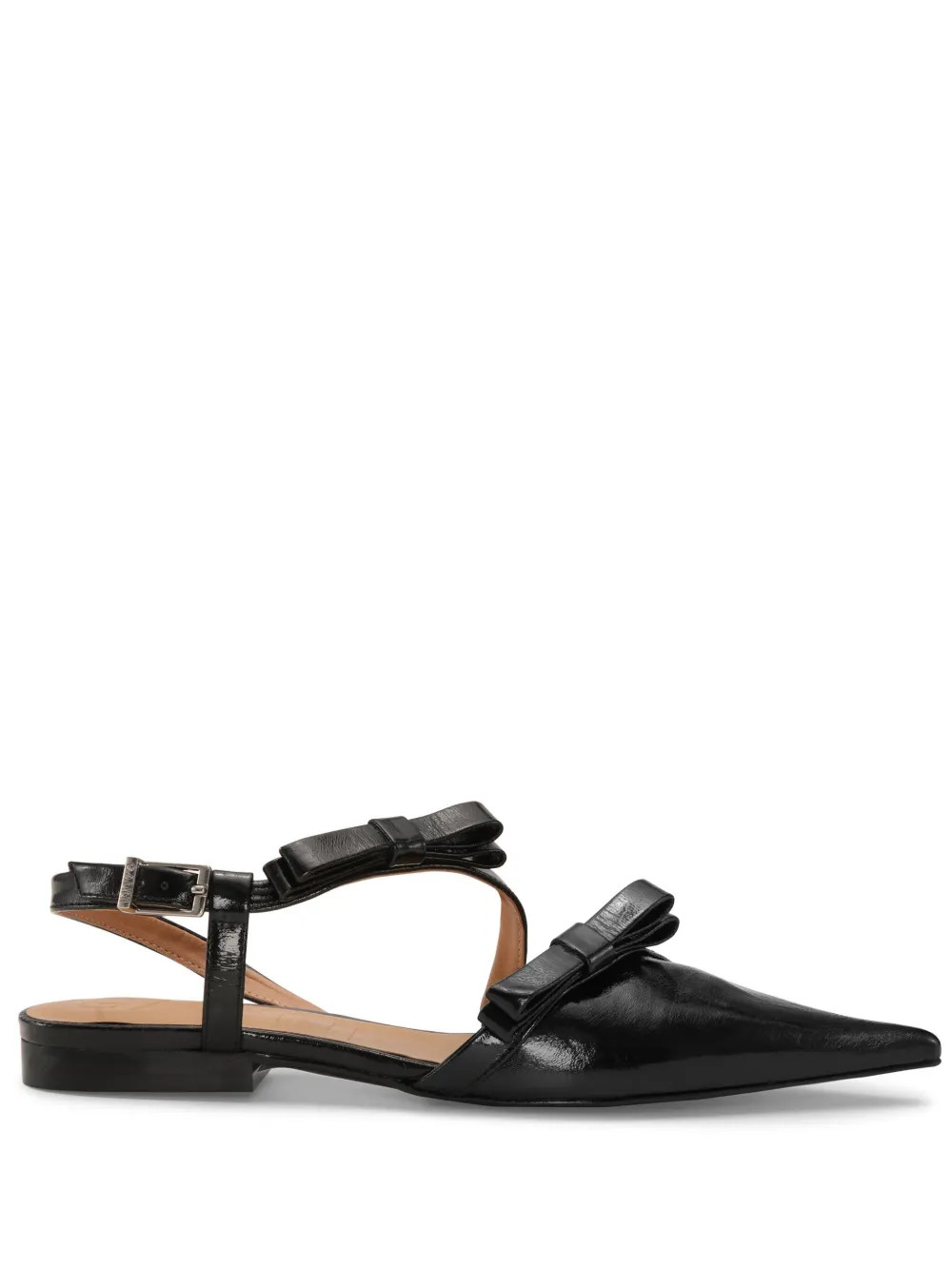 GANNI bow-detail Slingback Ballerina Shoes - Farfetch | Farfetch Global