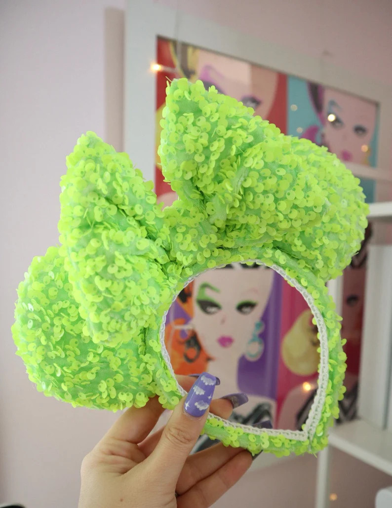 Lime Green Confetti Sequin Mouse Ears | Etsy (Global)