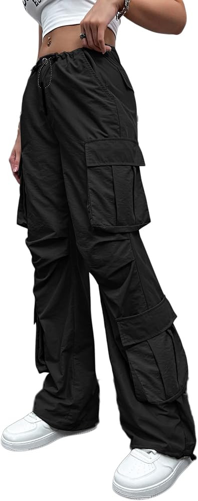 Verdusa Women's Drawstring High Waist Cargo Pants Sweatpants with Pocket | Amazon (US)