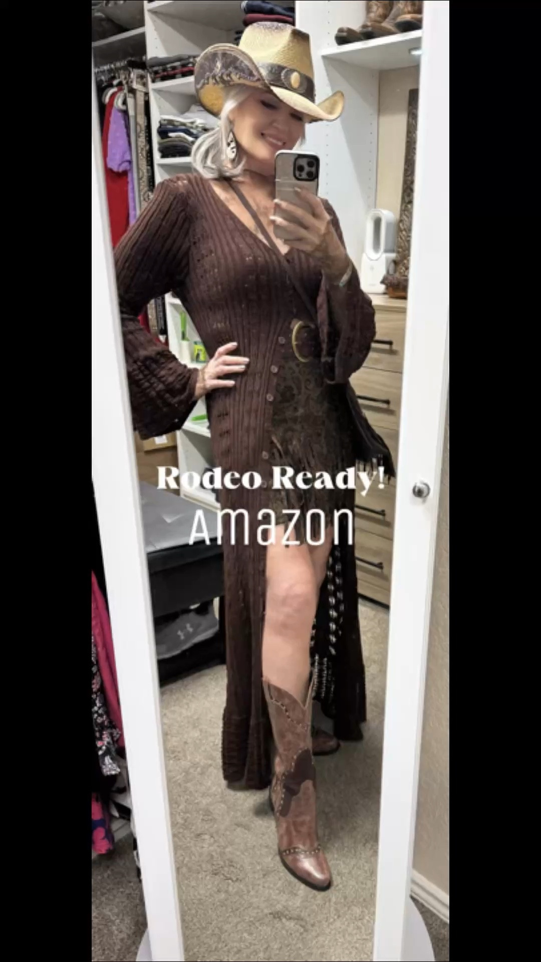 Western style is so ON TREND. it’s says relaxed, fun and ready for a fun time!  Every girl I know needs a NEW HAT and great pair of western boots!  The duster cardigan makes any outfit look AMAZING!  The fringe, paisley skirt is very comfortable but I am sizing up to Large. This one does seem a bit snug on me. I’m 5.6 153 lbs. and wear medium in most things. I love a belt and it’s the perfect rustic brown with stuffing and to soften it all I have on a lace top tha peaks out at the top. All prices are very comfortable and priced well! #Amazon 

#LTKFestival #LTKOver40 #LTKootd