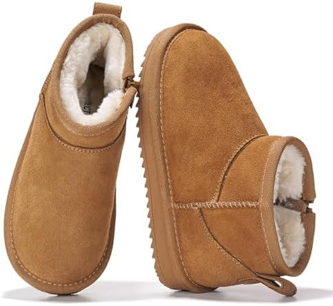 Project Cloud Genuine Leather Girls Boots – Lightweight & Cozy Fur Ankle Boots with Memory Foam... | Amazon (US)