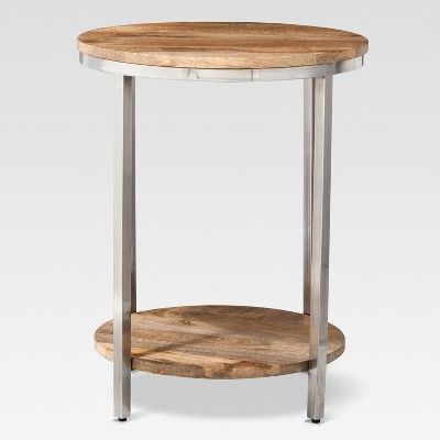 Berwyn Large Round end table Metal and Wood Brown - Threshold™ | Target