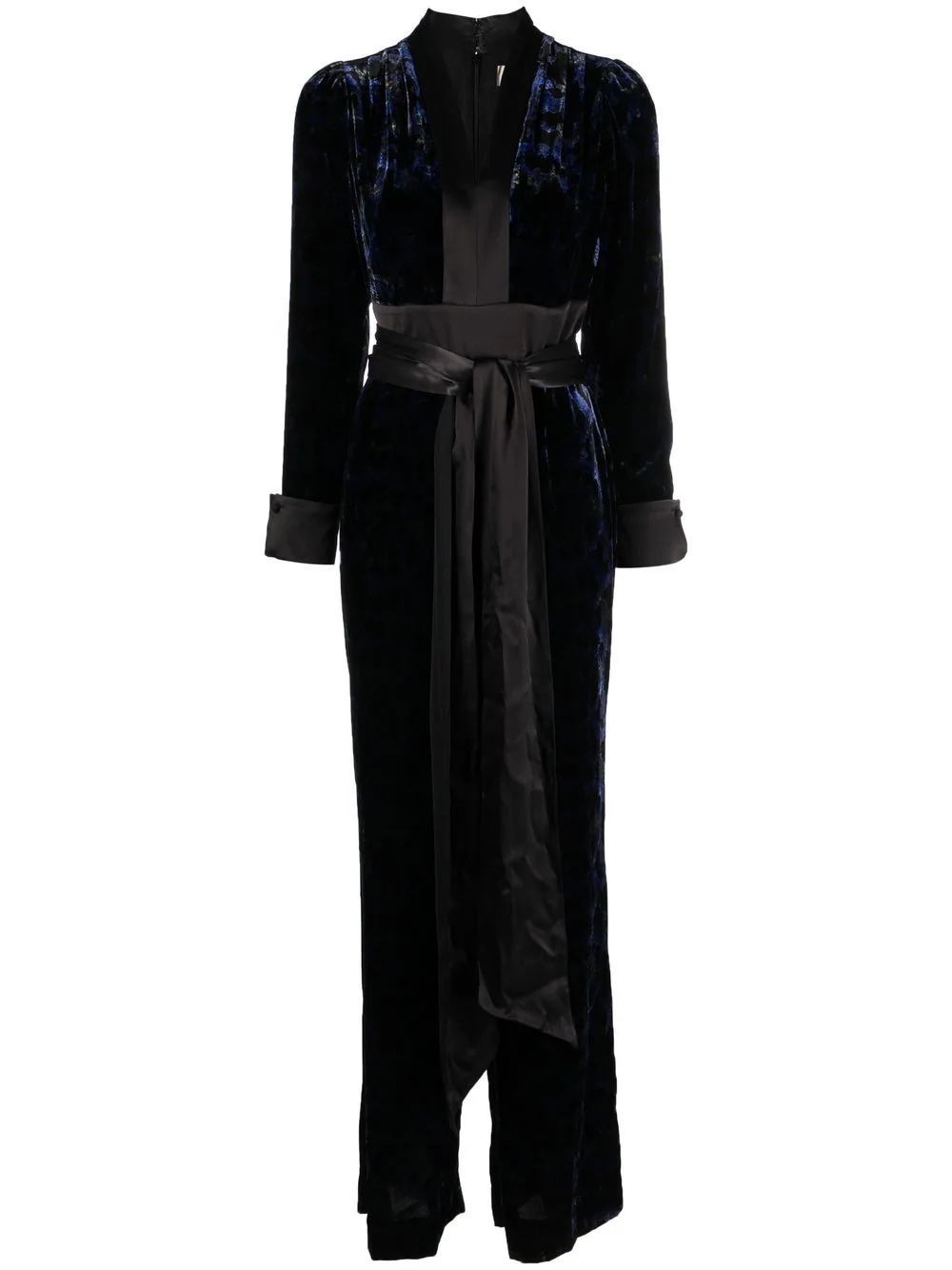 patterned velvet belted jumpsuit | Farfetch Global