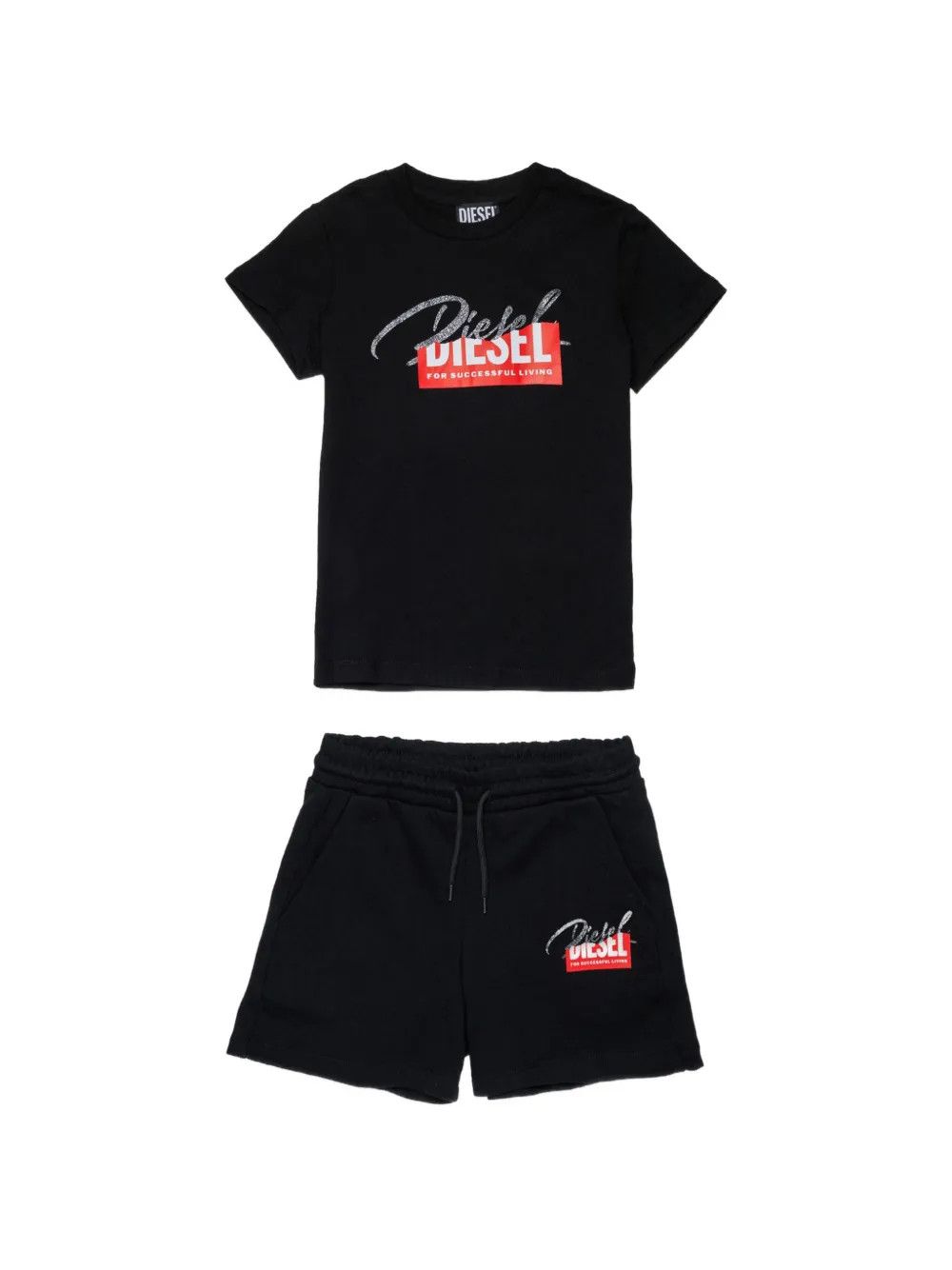 Diesel Kids logo-print T-shirt and shorts set - Black | Farfetch Global