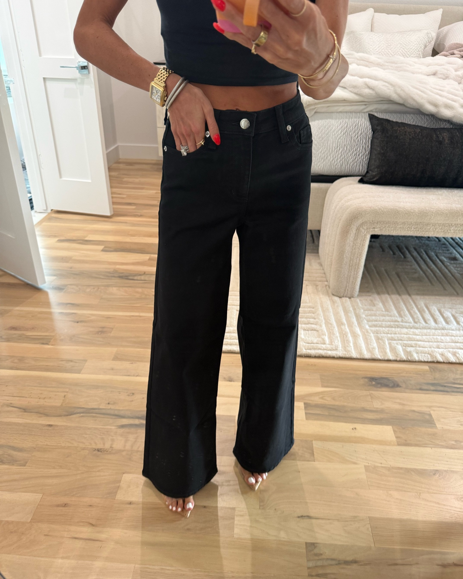 These are a must grab black wide leg jeans and they fit petites! Wearing 00 short

#LTKPetite #LTKSaleAlert #LTKOver40