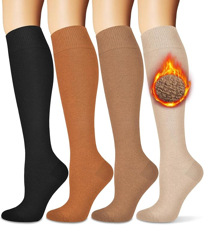 Warm Thermal Boot Socks for Women - Knee High, Winter, Running, Hiking, Gifts - Thick Socks for C... | Amazon (US)