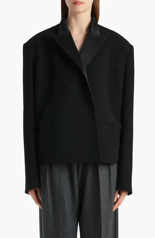 Khaite Comair Double Face Crepe Jacket in Black at Nordstrom, Size 10 | Nordstrom