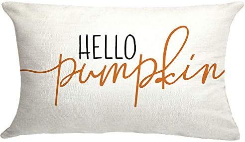 GTEXT 12x20 inch Fall Throw Pillow Cover Hello Pumpkin Cushion Cover Autumn Decor Fall Pumpkins P... | Amazon (US)