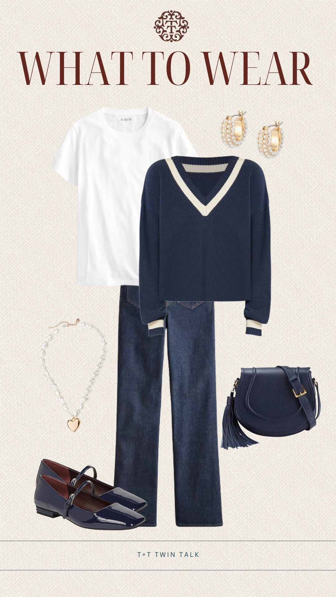 T+T, what to wear! We love this long sleeve sweater from Tuckernuck! We would layer it over a white short sleeve top and pair it with dark wash denim jeans. For accessories, we would add a statement necklace, pearl earrings, and Mary Jane flats! 

#LTKgrwm #LTKdayinmylife #LTKootd