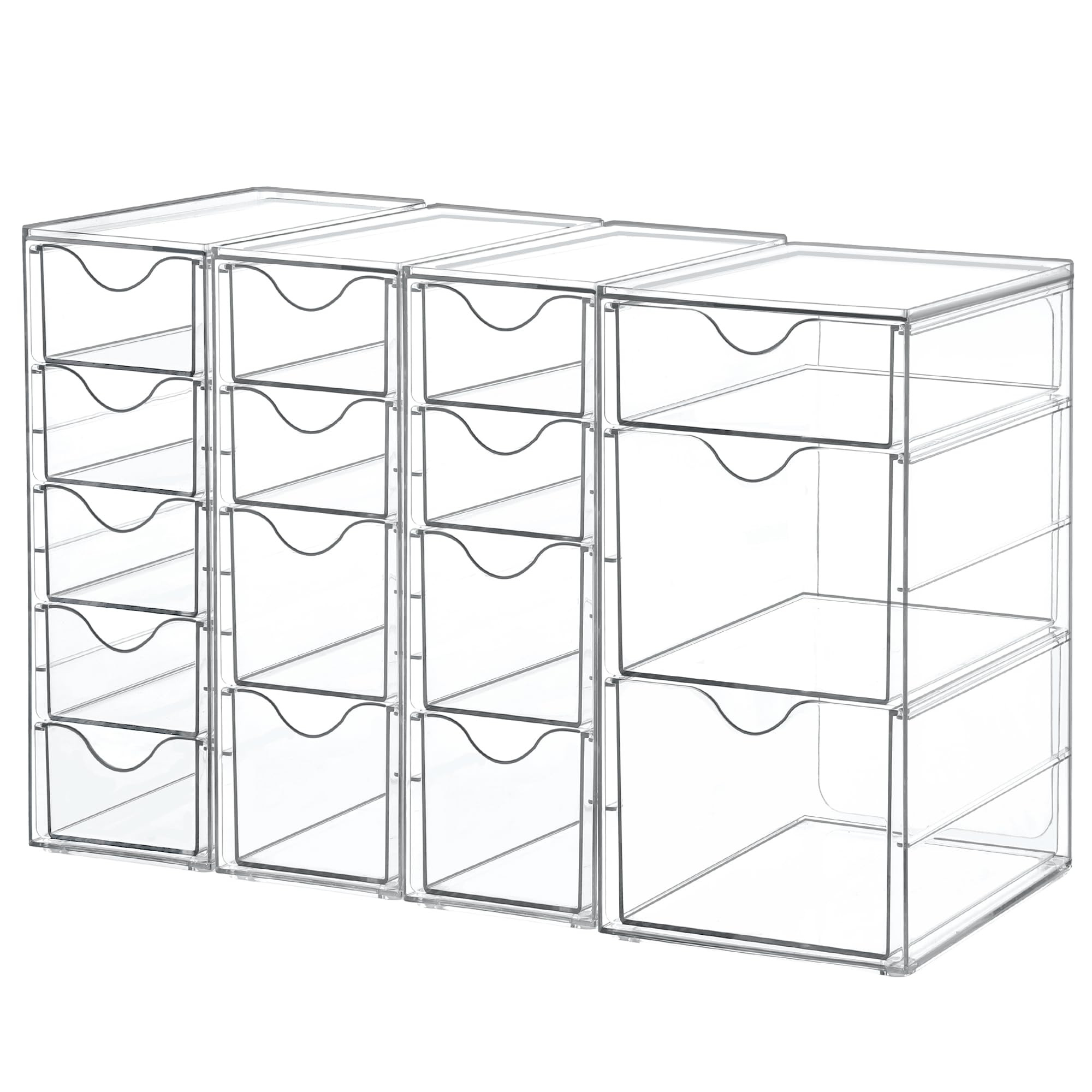 Vtopmart Acrylic Organizer with 16 Drawers (4 Set),Clear Storage Drawers for Office Supplies,Desk... | Amazon (US)