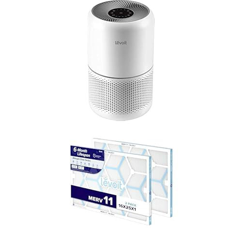 LEVOIT Air Purifier for Home,Core300-P, White + LEVOIT 16x25x1 AC Furnace Air Filter, MERV 11, 6-Month Pleated 1-Inch Air Filter, 2 Pack | Amazon (US)