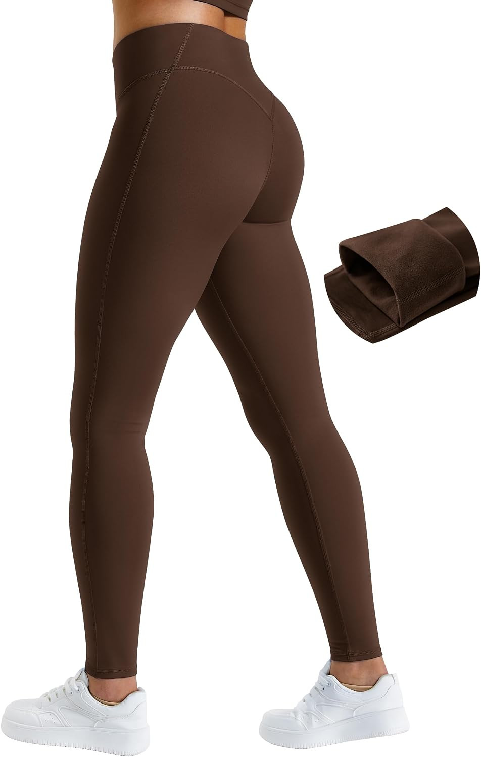 AVGO Women's Fleece Lined Leggings Invisible Butt Scrunch Tights Winter Thermal Warm High Waisted Workout Hiking Yoga Pants | Amazon (US)