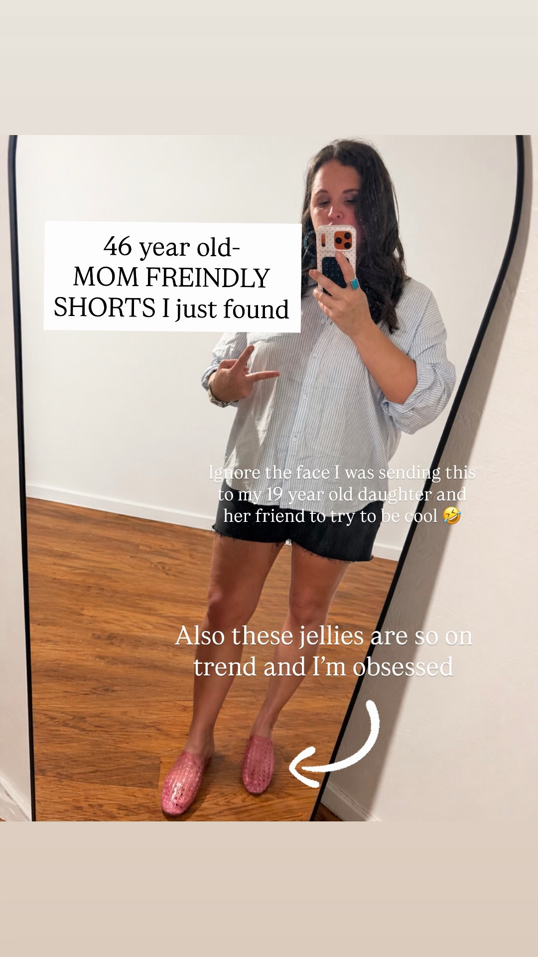 Just keeping it real I have the hardest time finding mom friendly shorts and i just found some this weekend in Stillwater when I was there for moms weekend so I had to share.  They are on sale for only &23 and are a great length! Also got these on trend  jellies in pink but want them in all the colors!  And my shirt is on sale for $27. 

#LTKdayinmylife #LTKootd #LTKmomlife