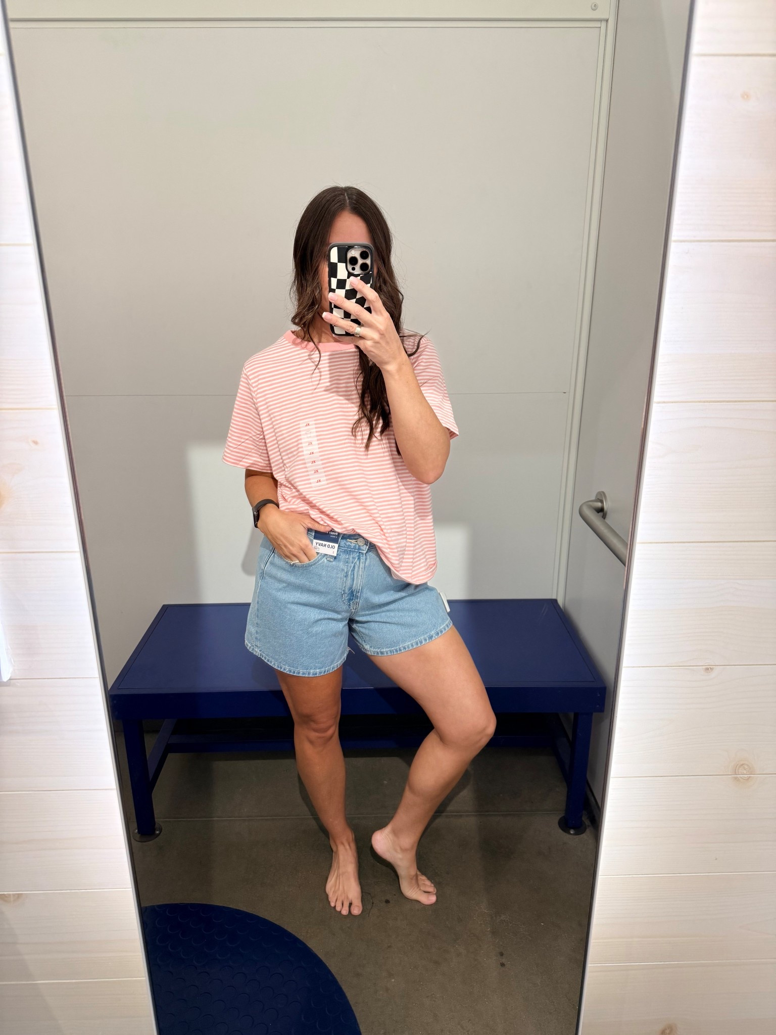 This stripe outfit is the easy yes for spring 🤍

If getting dressed has felt harder than it should… this is the outfit that fixes it.

The pink + white stripes instantly make you look put together (with basically zero effort) 🙌🏼
Relaxed, slightly oversized fit = flattering, comfy, and easy to throw on and go.

Paired with the denim shorts that are actually mom-approved—
the length, the fit, the way they hit in all the right places ✔️

Why this combo just works:
✔ effortless but still looks styled
✔ comfortable enough for all-day wear
✔ pieces you’ll mix + match on repeat
✔ perfect for errands, school drop-offs, travel, everyday life

Fit details:
• Top: XL (wearing oversized for that relaxed look)
• Shorts: size 2 (runs big—size down one)
• 5’5” | 130 lbs

Both pieces are already going fast, don’t wait on sizing 🤍

Tap to shop + save this for your next easy outfit day ✨

#LTKmomlife #LTKootd #LTKSaleAlert