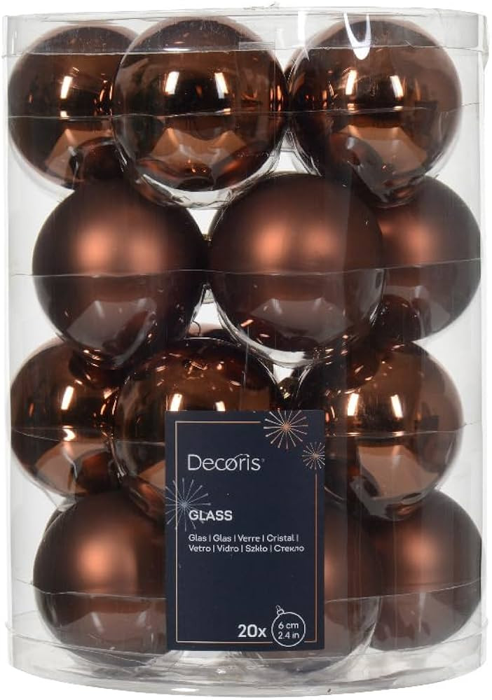 Kaemingk Weihnachtskugeln Glas 6cm x 20 Stück Christbaumkugeln Espressobraun lederbraun - Schoko... | Amazon (DE)