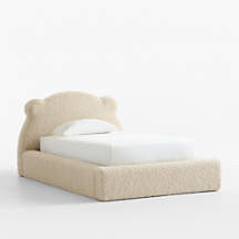 Little Bear Cream Sherpa Toddler Bed | Crate & Kids | Crate & Barrel
