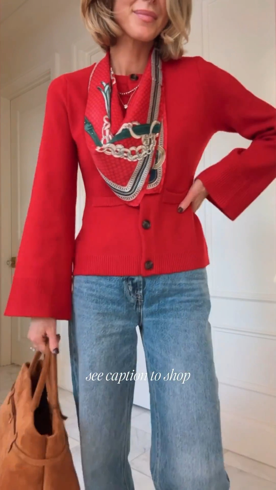 Love this red sweater for the holidays. I'm wearing size xs  

#LTKHoliday