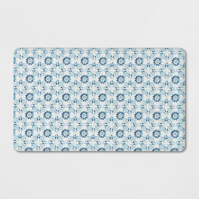 1'5"x2'6" Medallion Comfort Mat Blue - Threshold™: Skid-Resistant Indoor Floor Mat, Kitchen Use... | Target