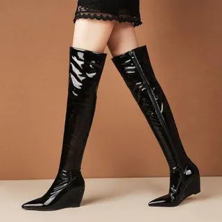 Pointy-Toe Wedge Heel Over-The-Knee Boots | YesStyle Global