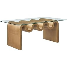 Modway Ondine Glass and Wood Coffee Table in Natural | Amazon (US)