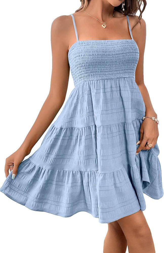 SOLY HUX Women's Sundress Smock Cami Mini Dress Sleeveless Swing A Line Short Dresses Casual Cute... | Amazon (US)