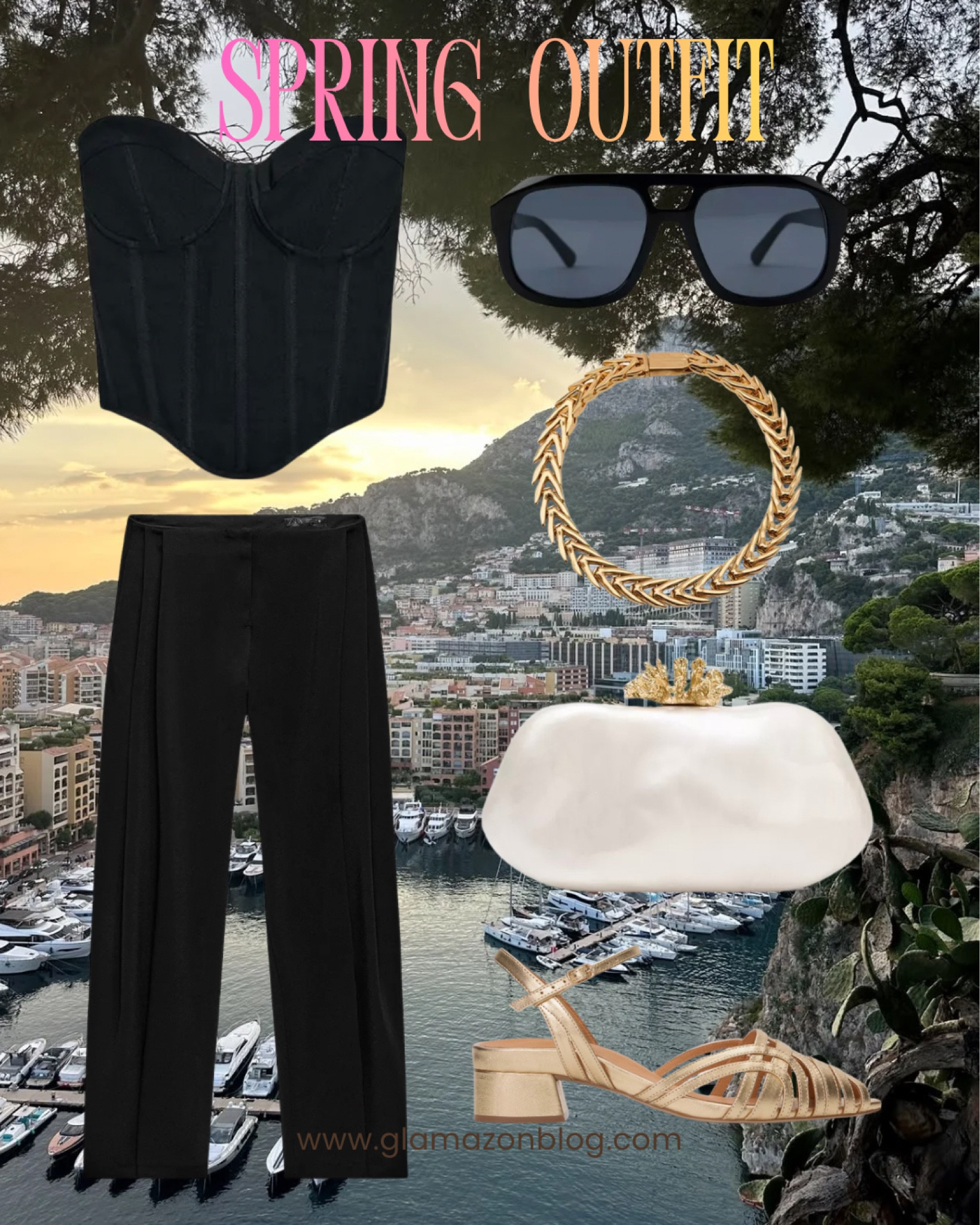 Black corset, Zara outfit, pearl clutch, gold sandals, Zara outfit, black trousers 

#LTKeurope #LTKsummer #LTKspring