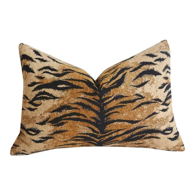 Chenille Tiger Lumbar Pillow Cover 12x21 | Chairish