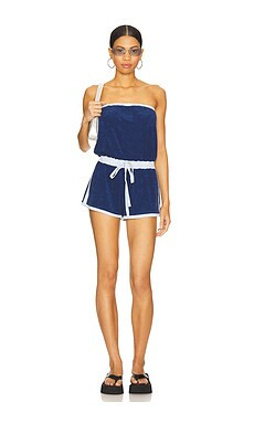Lovers and Friends Tessa Romper in Navy With Baby Blue from Revolve.com | Revolve Clothing (Global)