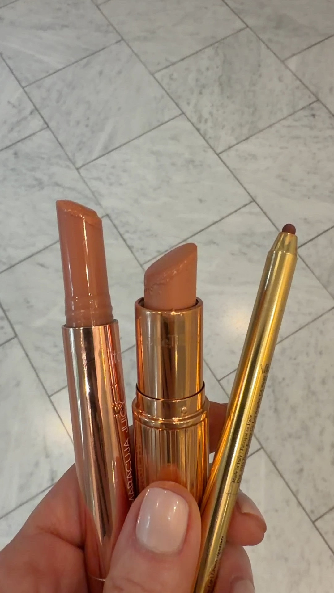 My favorite nude lip combo.
Lip liner: merit Bespoke  
Lipstick:Charlotte Tilbury Kim K.W. 
Lip gloss: Tarte White Peach

#LTKgrwm #LTKBeauty #LTKOver40