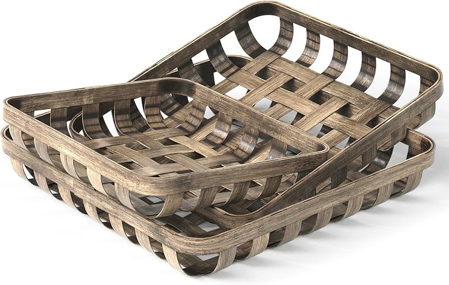 Barnyard Designs Tobacco Baskets Rustic Vintage Farmhouse Nesting Trays, Set of 3 | Amazon (US)