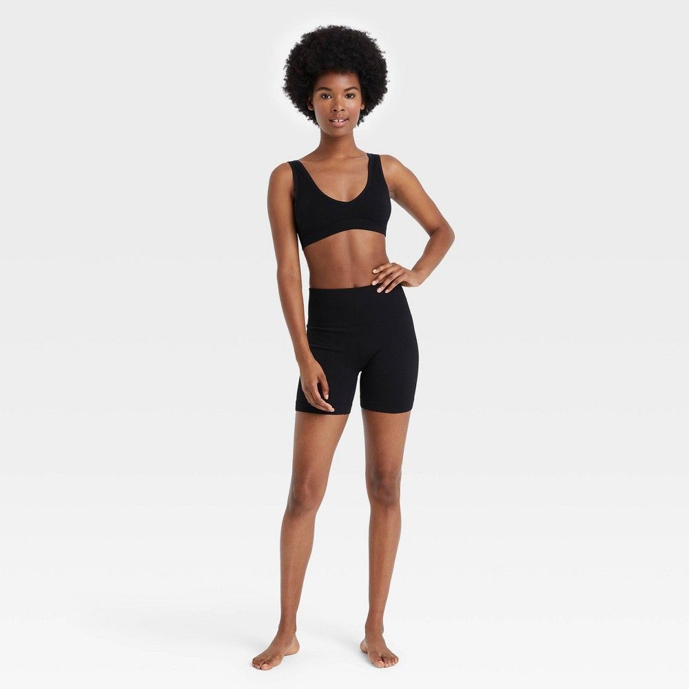 Women's Seamless Ribbed Bike Shorts - Colsie™ Black XL | Target