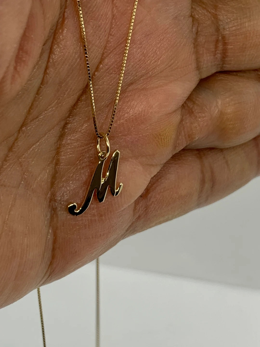 14K Solid Gold Pendant Initial Letter Charm A-Z Necklace With - Etsy | Etsy (US)