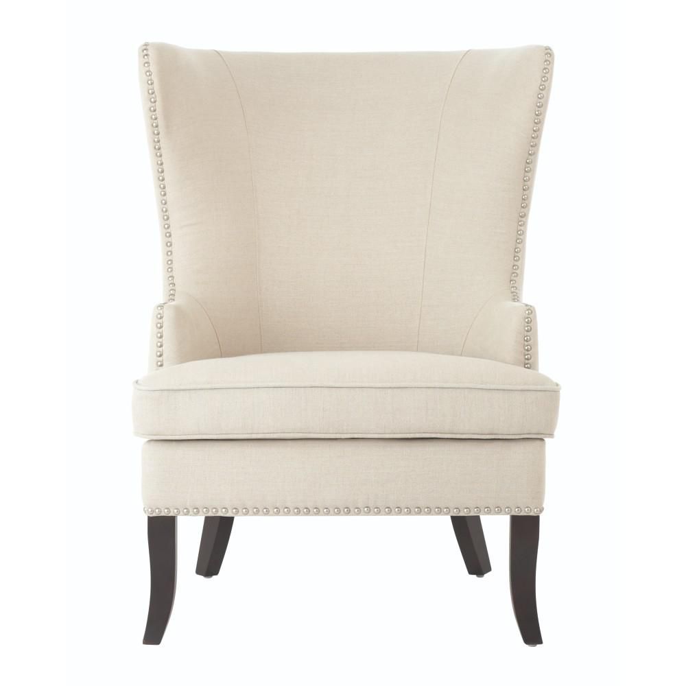 Home Decorators Collection Moore Linen Oatmeal Wing Back Chair 1338800220 - The Home Depot | The Home Depot