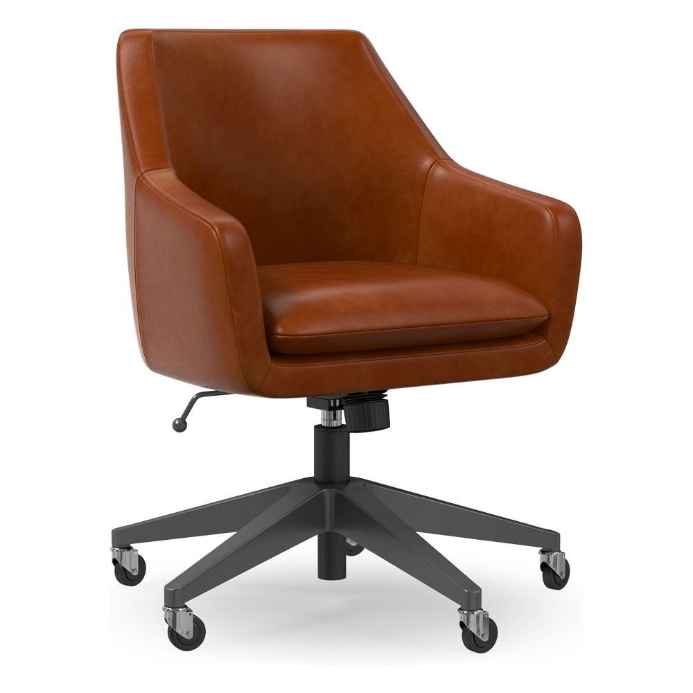 Helvetica Leather Swivel Office Chair | West Elm (US)