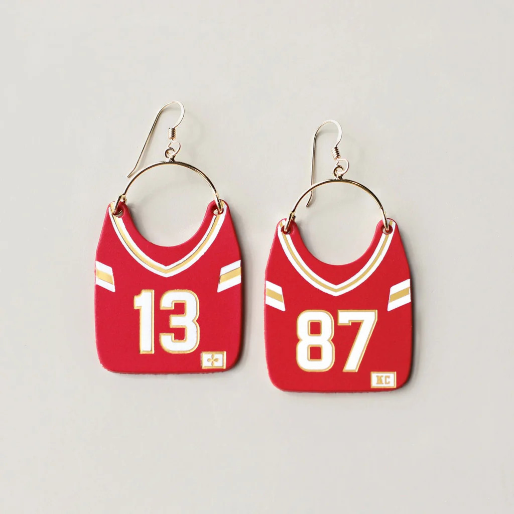 Kansas City Football Jersey Earrings #13 & #87 | Nickel and Suede