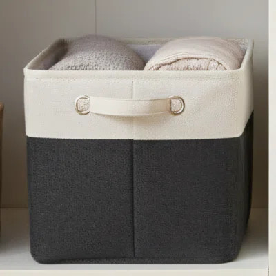 4-pack Black Fabric Storage Boxes - Decorative Wardrobe Organizer. Suitable For Shelves/linen Storage. Organizes Clothes, Toys, Etc. Multifunctional A | Wayfair North America