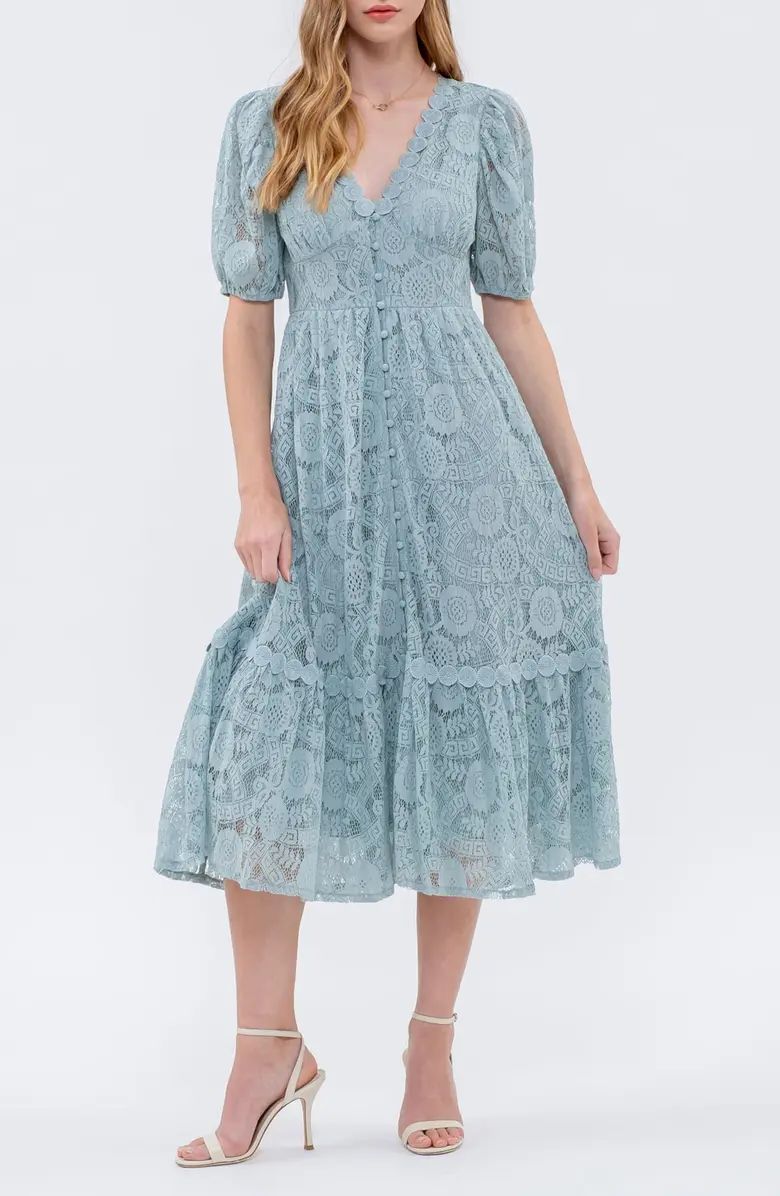 Blu Pepper Lace Short Sleeve Maxi Dress | Nordstromrack | Nordstrom Rack