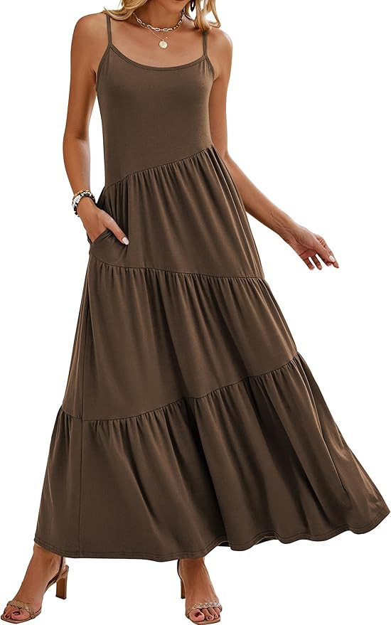 Naggoo Womens Summer Sleeveless Maxi Dresses Casual Beach Spaghetti Strap Long Dress Sundresses | Amazon (US)