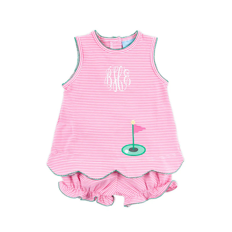 Golf Life Pink Stripe Cleo Bloomer Set | Classic Whimsy