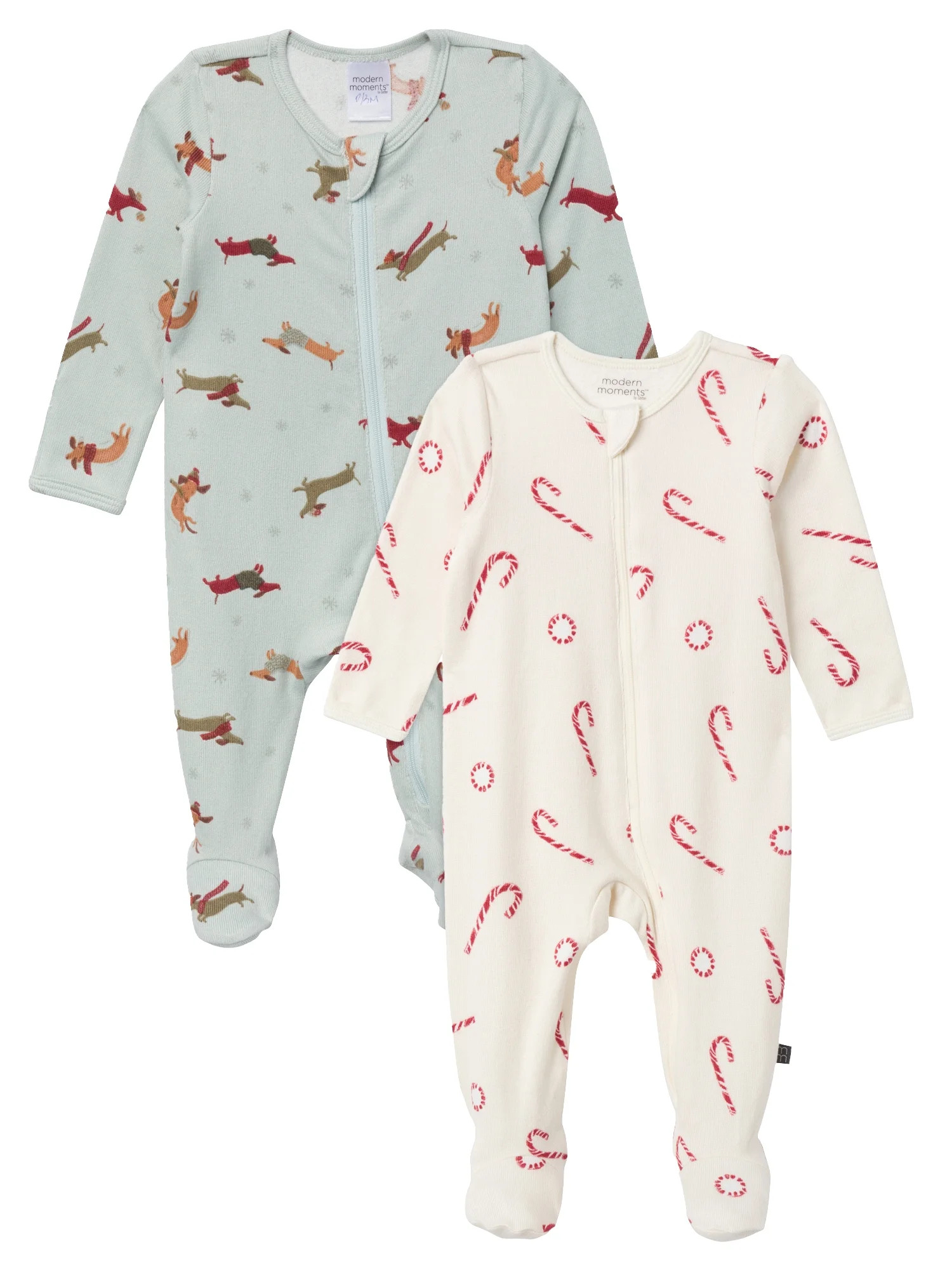 Modern Moments by Gerber Gender Neutral Sleep ´N Play Christmas Pajamas, 2-Pack, Sizes Newborn -... | Walmart (US)