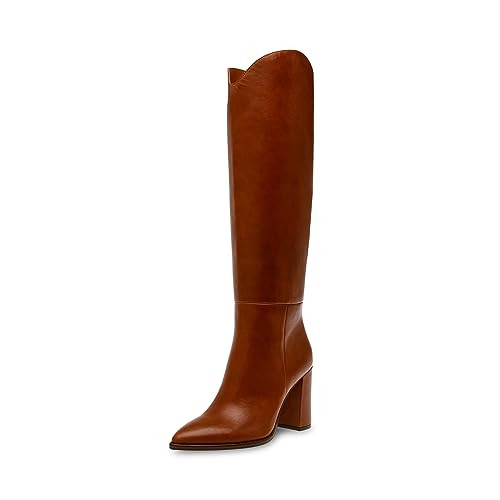 Steve Madden Women's Bixby Knee High Boot, Cognac Leather, 6.5 | Amazon (US)