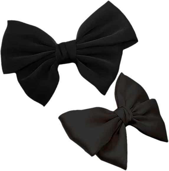 Tsangbaby 2 Pcs Black Satin Bow Shoe Clips Removable Shoe Clips Elegant Wedding Party Shoe Buckle... | Amazon (US)