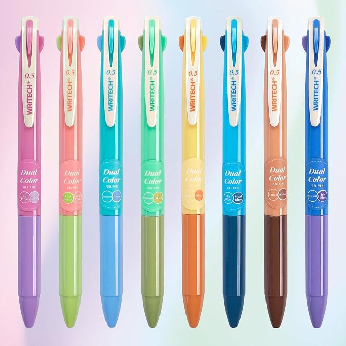 WRITECH Multi Colored Gel Pens: 0.5mm 2 in 1 Assorted Color Ink Fine Point Tip Aesthetic Retracta... | Amazon (US)