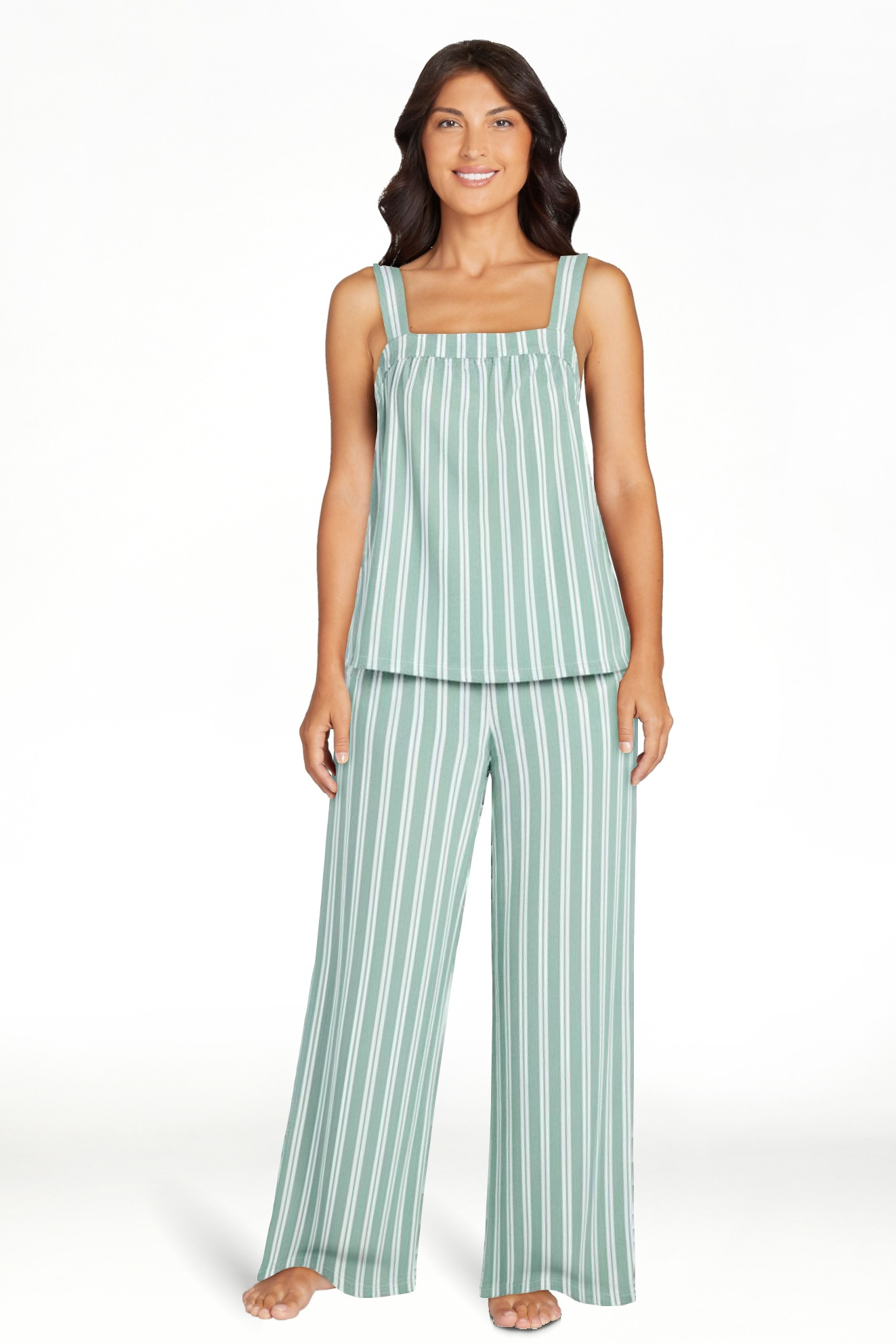 Joyspun Women's Wide Strap Cotton Tank Top and Pants Pajama Set, 2-Piece, Sizes XS-3X | Walmart (US)