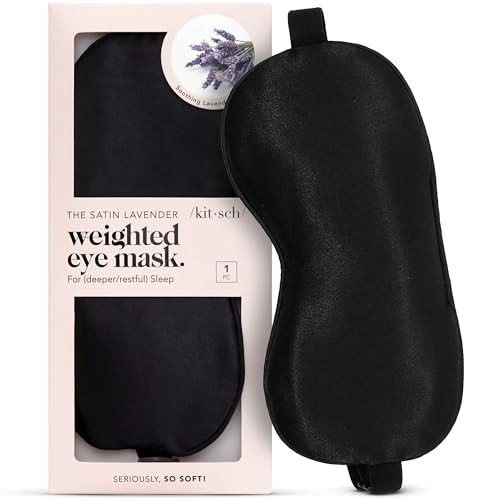 Kitsch Weighted Satin Sleep Mask - Weighted Eye Mask for Sleeping and Travel - Lavender Sleeping Mask for Women and Men - Light Blocking, Adjustable Strap, Ultra-Soft (4.1oz/116g) | Amazon (US)