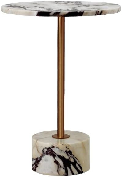 Round Side Table - Natural Marble Top with Solid Stainless Steel Base, Accent End Table for Livin... | Amazon (US)