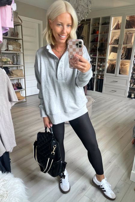 You know I’m a sucker for alllll Henley tops and the color grey so I’m loving this pullover!!!
Top medium
Leggings small
Shoes TTS 

#LTKitbag #LTKshoecrush #LTKSeasonal