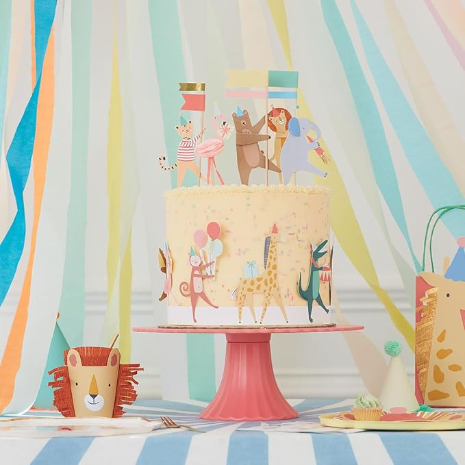 Meri Meri Animal Parade Cake Wrap & Toppers (Pack of 6) | Amazon (US)