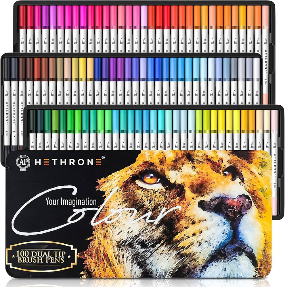 Hethrone Markers for Adult Coloring - 100 Colors Dual Brush Pens Art Colored Markers with 0.4mm F... | Amazon (CA)