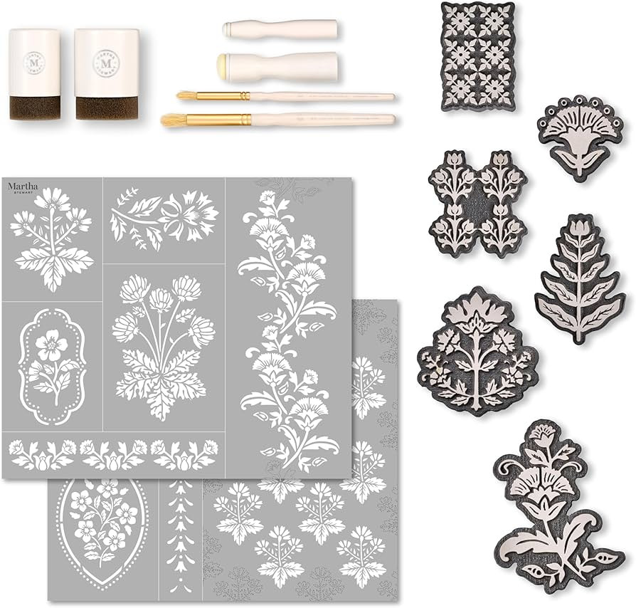 Martha Stewart, Vintage Florals Stencils, Stamps, and Tools Kit, 14 pc | Amazon (US)